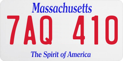 MA license plate 7AQ410