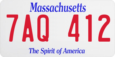 MA license plate 7AQ412