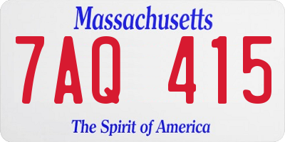 MA license plate 7AQ415
