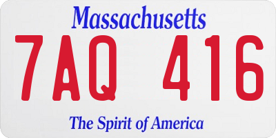 MA license plate 7AQ416