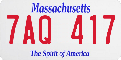 MA license plate 7AQ417