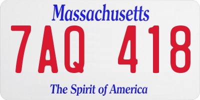MA license plate 7AQ418