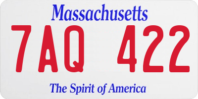 MA license plate 7AQ422