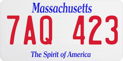 MA license plate 7AQ423