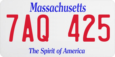 MA license plate 7AQ425
