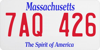 MA license plate 7AQ426