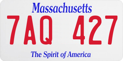 MA license plate 7AQ427