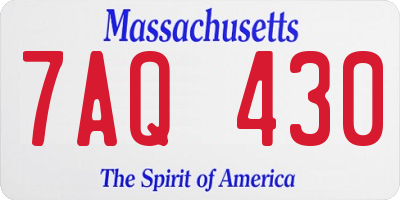 MA license plate 7AQ430