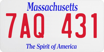 MA license plate 7AQ431