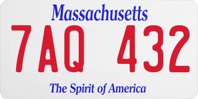 MA license plate 7AQ432