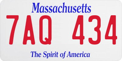 MA license plate 7AQ434