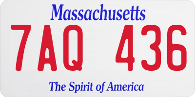 MA license plate 7AQ436
