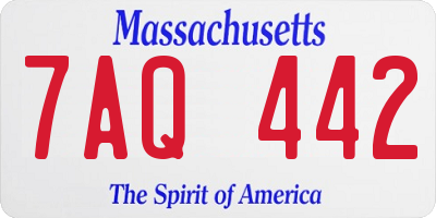 MA license plate 7AQ442