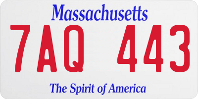 MA license plate 7AQ443