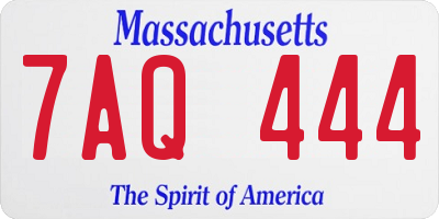 MA license plate 7AQ444