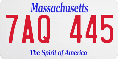 MA license plate 7AQ445