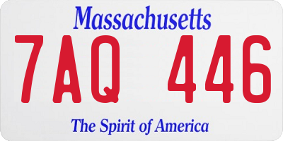 MA license plate 7AQ446