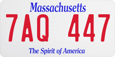 MA license plate 7AQ447