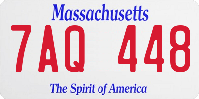 MA license plate 7AQ448