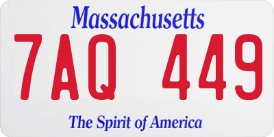 MA license plate 7AQ449