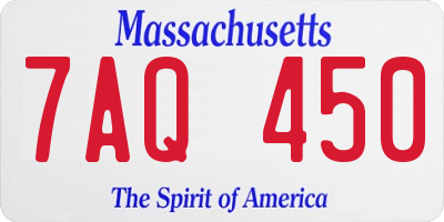MA license plate 7AQ450