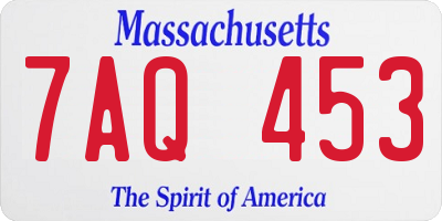 MA license plate 7AQ453