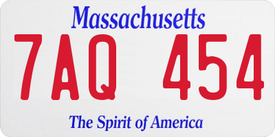 MA license plate 7AQ454