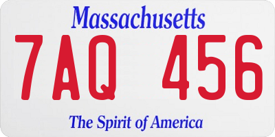 MA license plate 7AQ456