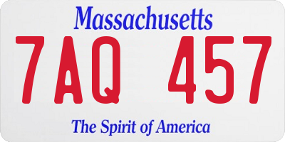 MA license plate 7AQ457