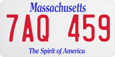 MA license plate 7AQ459