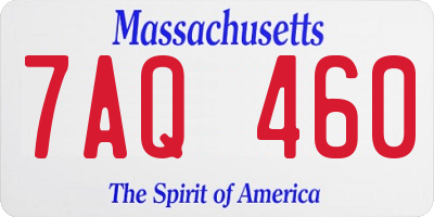 MA license plate 7AQ460