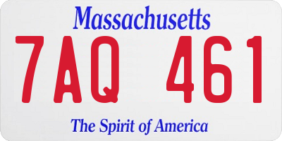 MA license plate 7AQ461