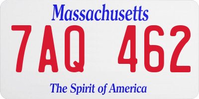 MA license plate 7AQ462