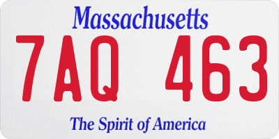 MA license plate 7AQ463