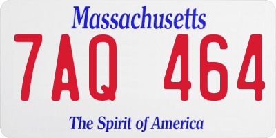 MA license plate 7AQ464