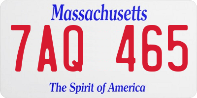 MA license plate 7AQ465