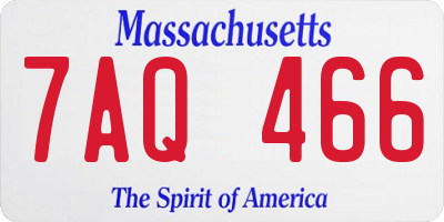 MA license plate 7AQ466