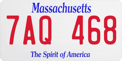 MA license plate 7AQ468