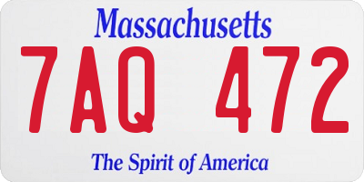 MA license plate 7AQ472