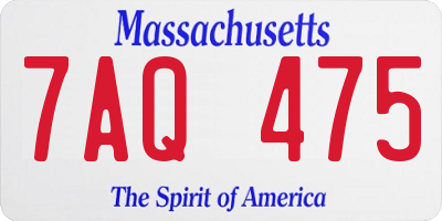 MA license plate 7AQ475