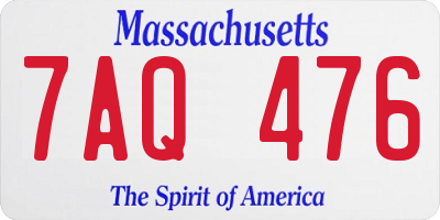 MA license plate 7AQ476
