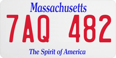 MA license plate 7AQ482