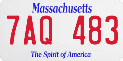 MA license plate 7AQ483