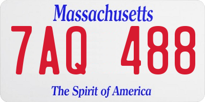 MA license plate 7AQ488