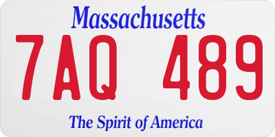 MA license plate 7AQ489
