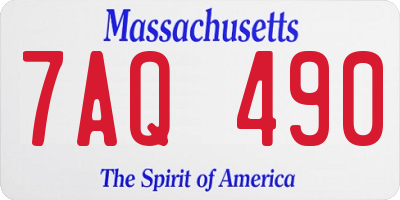 MA license plate 7AQ490