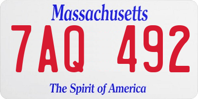 MA license plate 7AQ492