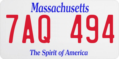 MA license plate 7AQ494
