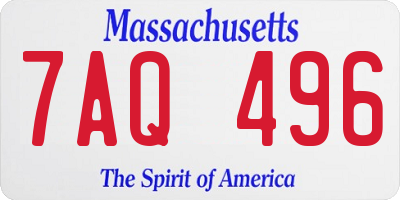 MA license plate 7AQ496