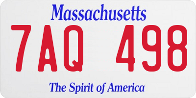 MA license plate 7AQ498